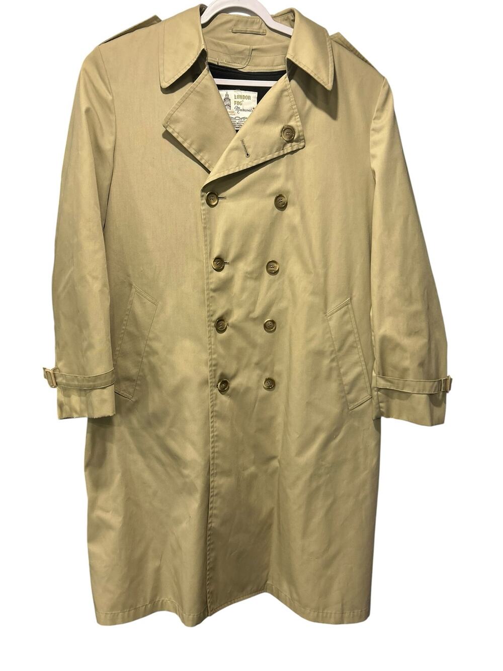 Vintage London Fog Maincoat Trench Coat 70's 80's Zip Out Liner Khaki 42 Long